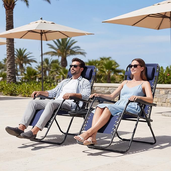 JEAREY Zero Gravity Lounge Chairs Set of 2, Breathable Steel Mesh Lounge Chairs - Image 2