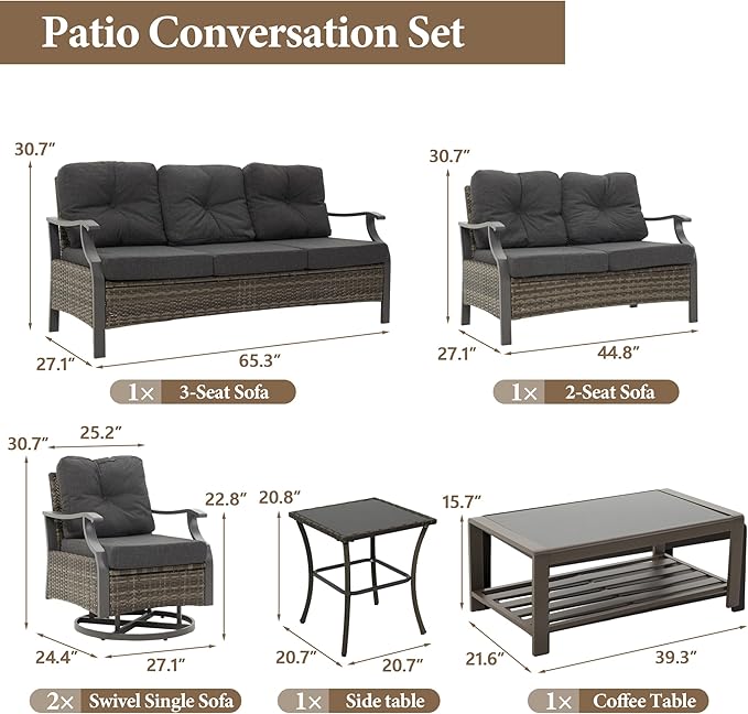 6 Pieces Outdoor Conversation Sets - Image 2
