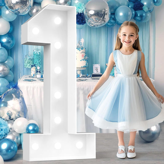 Ledido 4FT Marquee Light Up Numbers, Cool White Light Up Numbers Large Marquee Numbers for Party Decorations,1st 10th Birthday Anniversary Decor, Number 1