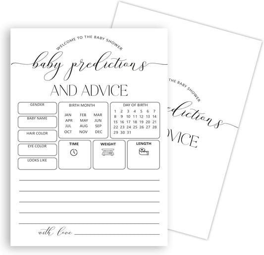 Advice For New Parents Baby Shower, Baby Predictions & Advice Cards For Baby Shower Games Activities, Wishes for Baby, 25 Double-Sided Thick Cards – Minimalist A03