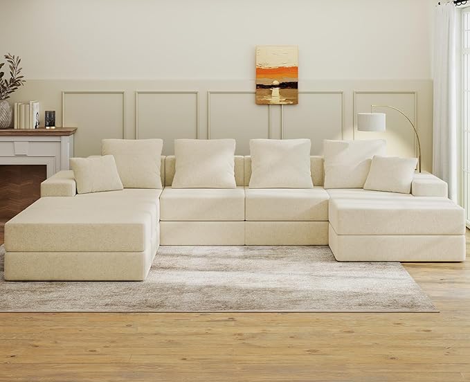 Living&Giving 128" U-Shaped Cloud Sectional Couch by LivingGiving