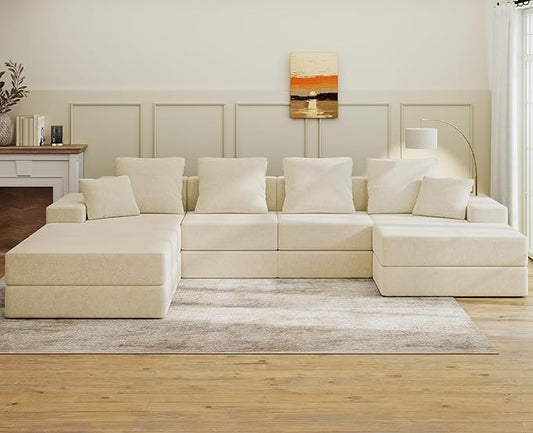 Living&Giving 128" U-Shaped Cloud Sectional Couch by LivingGiving