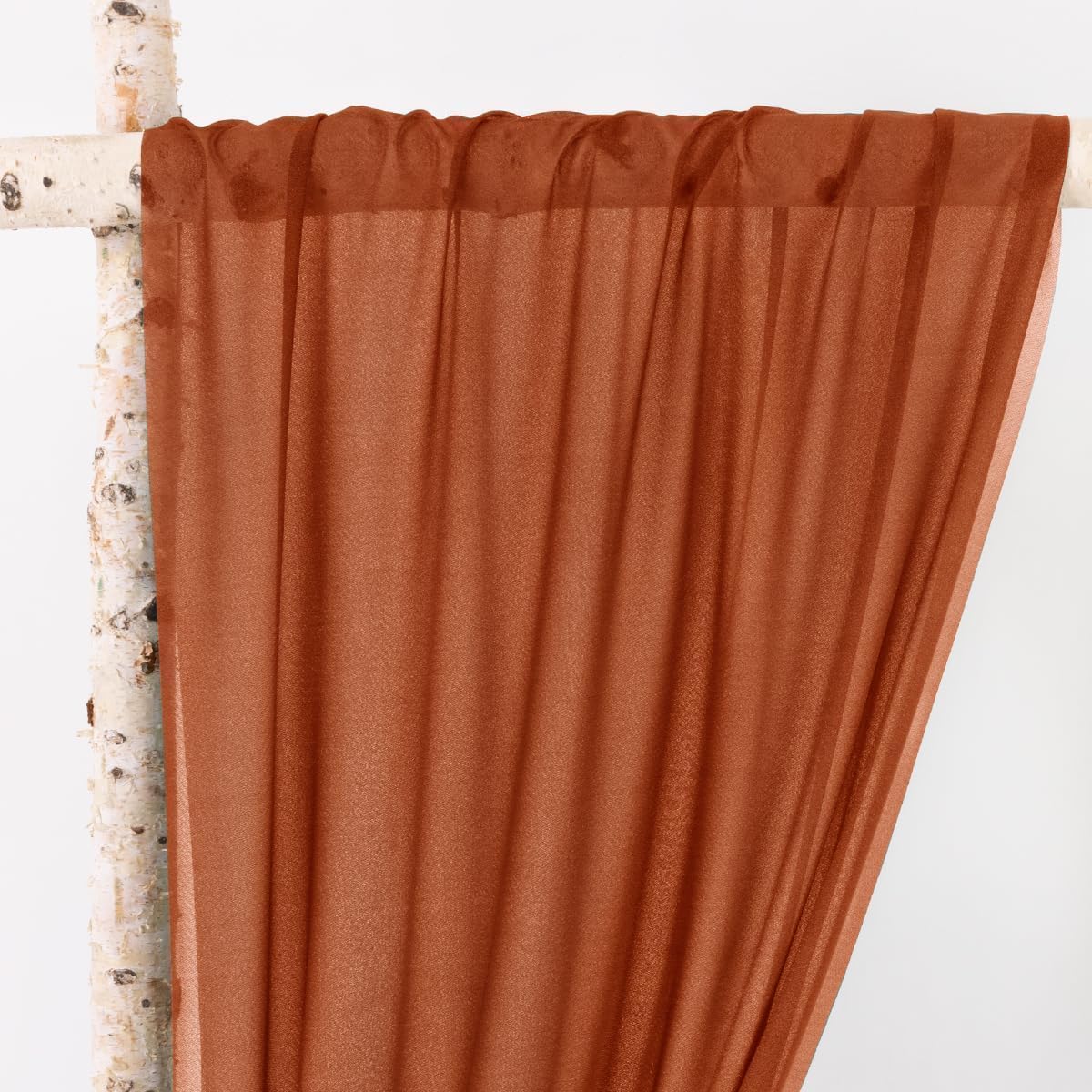 MLMW Fall Wedding Arch Draping Fabric 2 Panels 29" x 20Ft Burnt Orange Terracotta Sheer Wedding Arch Backdrop Drapes Outdoor Curtain for Thanksgiving Ceremony Party Background Ceiling Decor