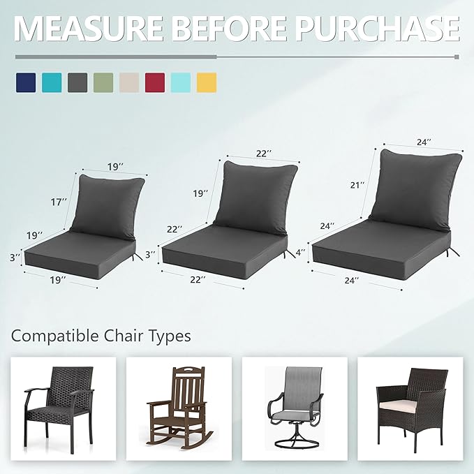 24x24 Inch Outdoor Chair Cushion - Image 7