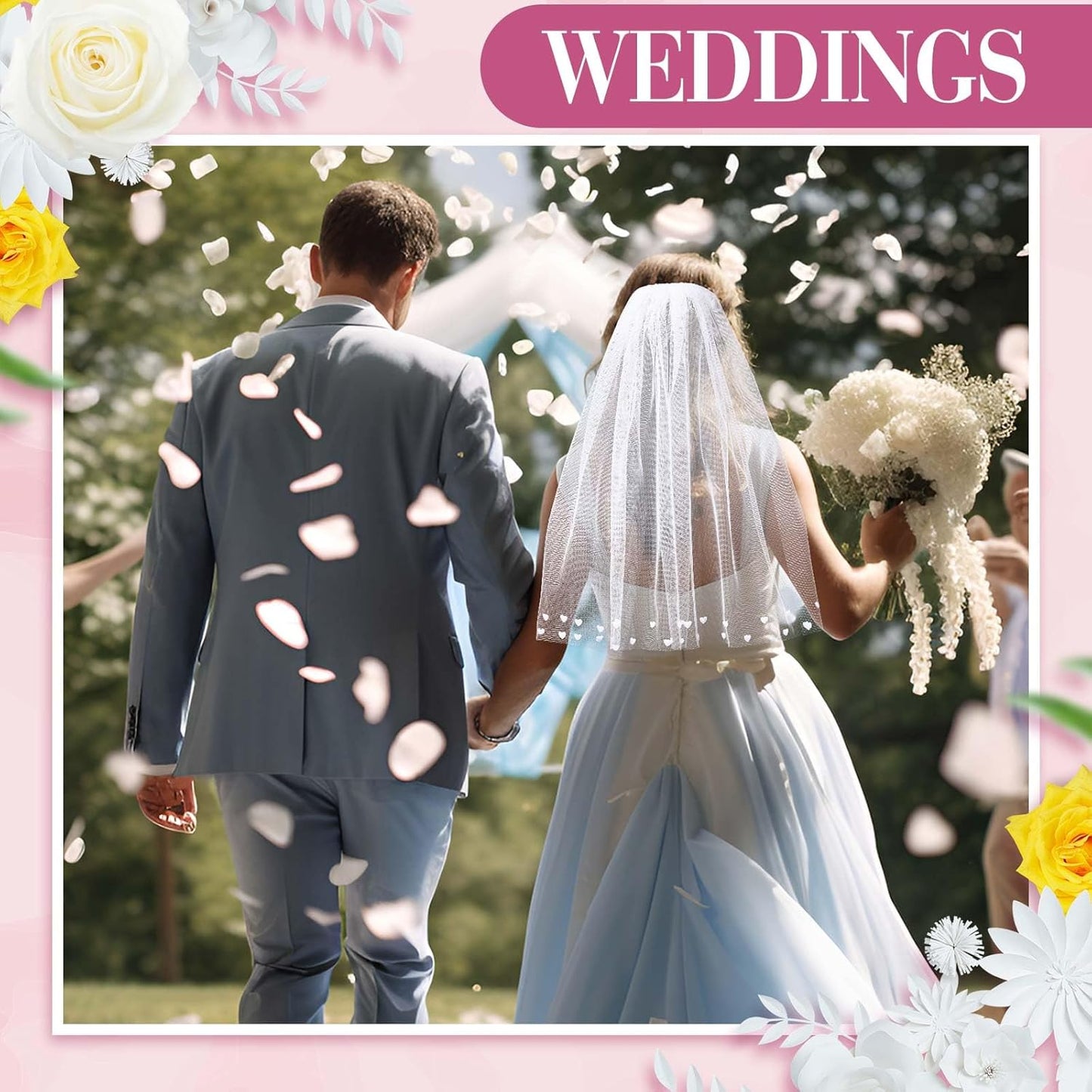 Vicenpal Bridal Bachelorette Veil with Comb Wedding Veils for Brides White Short Veil for Bachelorette Party