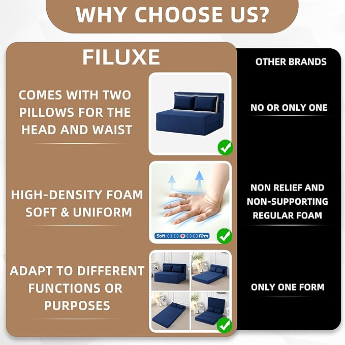 FILUXE Folding Sofa Bed | Convertible Sleeper Chair Bed - Image 4
