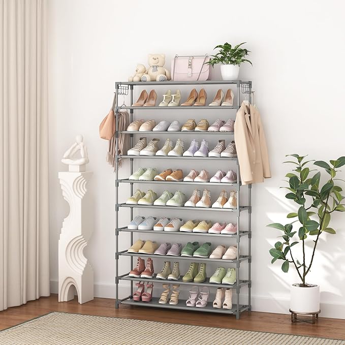 LANTEFUL 10 Tiers Shoe Rack 50 Pairs Large Capacity Tall Shoe Organizer Sturdy - Image 7