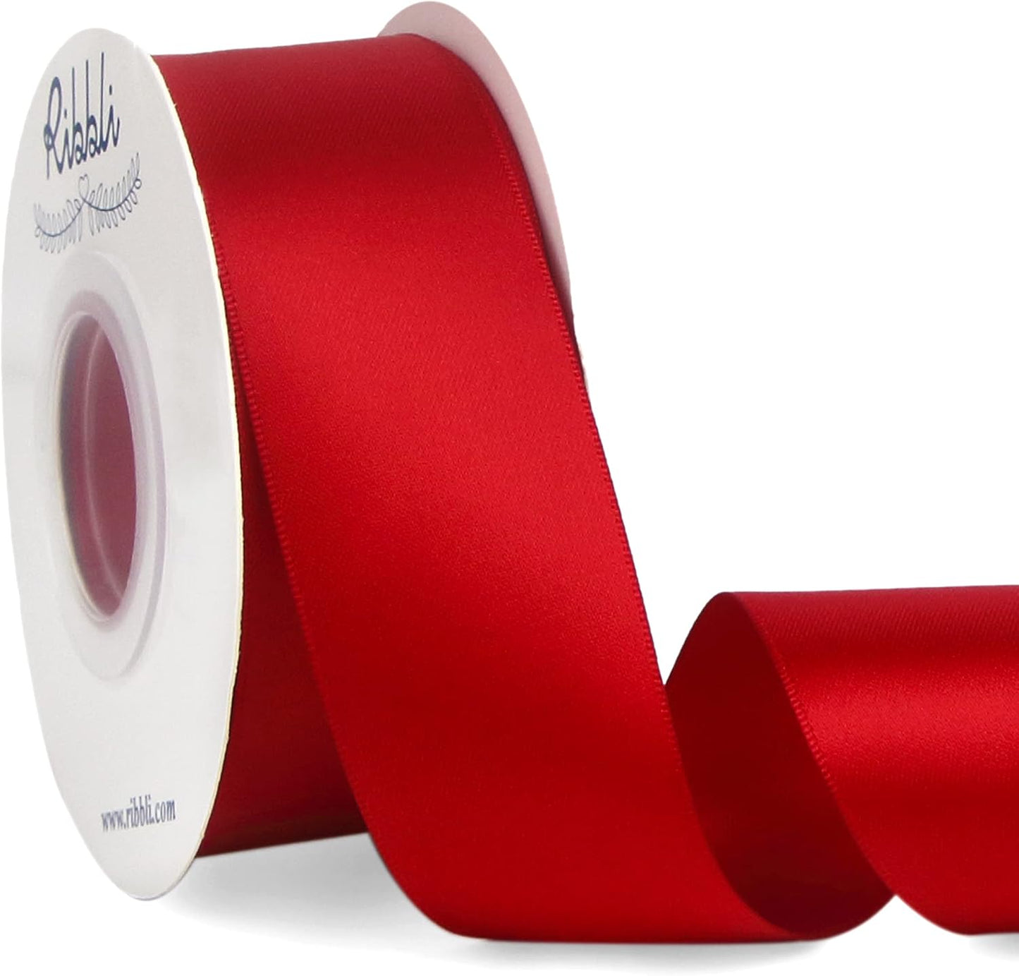 Ribbli Red Double Faced Satin Ribbon,1-1/2” x Continuous 25 Yards,Use for Bows Bouquet,Christmas Gift Wrapping,Floral Arrangement