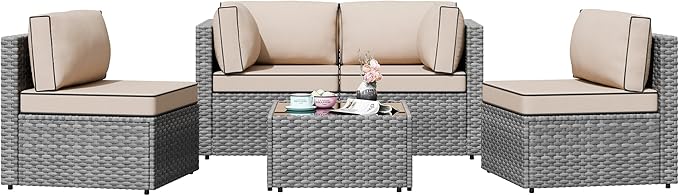 Patio Furniture Sets, 5 Piece Outdoor Sectional Sofas, Wicker Rattan Outdoor by Shintenchi%7CFurnitureMadeforRealLife