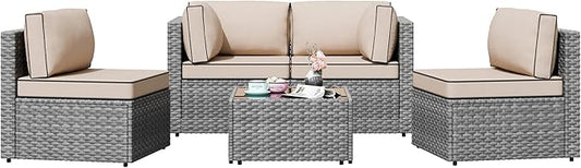 Patio Furniture Sets, 5 Piece Outdoor Sectional Sofas, Wicker Rattan Outdoor by Shintenchi%7CFurnitureMadeforRealLife