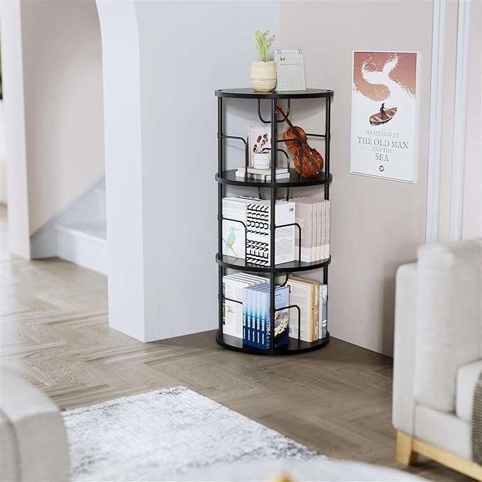 ALLSTAND Rotating Bookshelf, 3 Tier Round Revolving Bookcase - Image 6