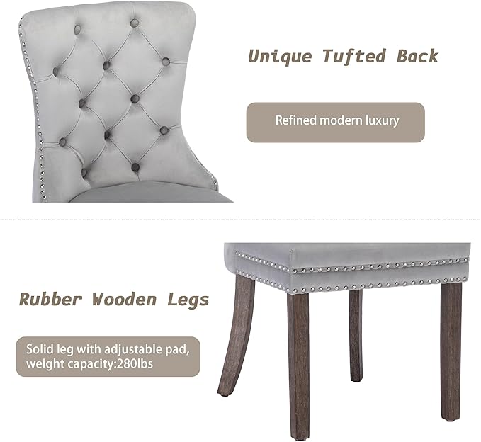 KCC Velvet Dining Chairs Set of 4, Upholstered High-end Tufted Dining Room Chair - Image 7