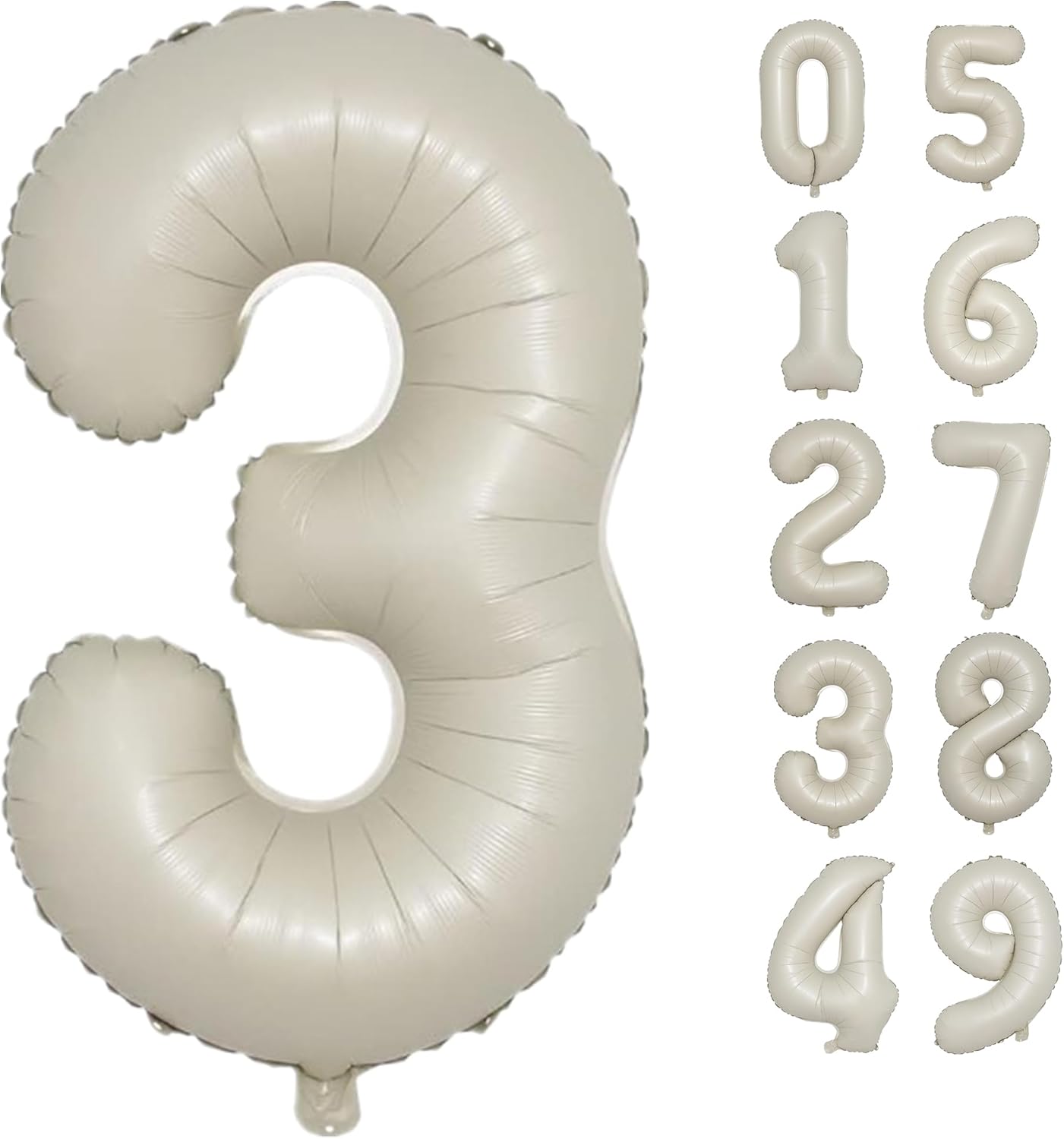 40 Inch Cream White Large 0-9 Numbers Balloons Digit 3 Helium Balloons 3rd Year Old Birthday Decor Foil Mylar Big Number Balloons for Birthday Party Anniversary Supplies