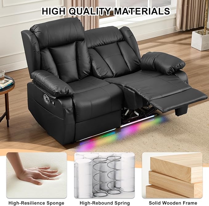 58.3" Reclining Loveseat Sofa, RV Loveseat Recliner Couch - Image 8