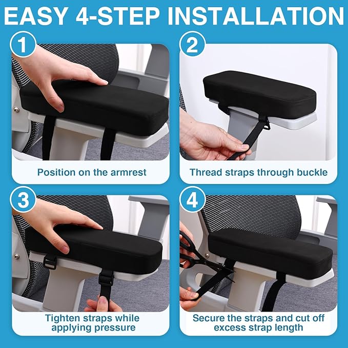 Smiry Ergonomic Office Chair Armrest Pads, Memory Foam Arm Rest Covers - Image 6