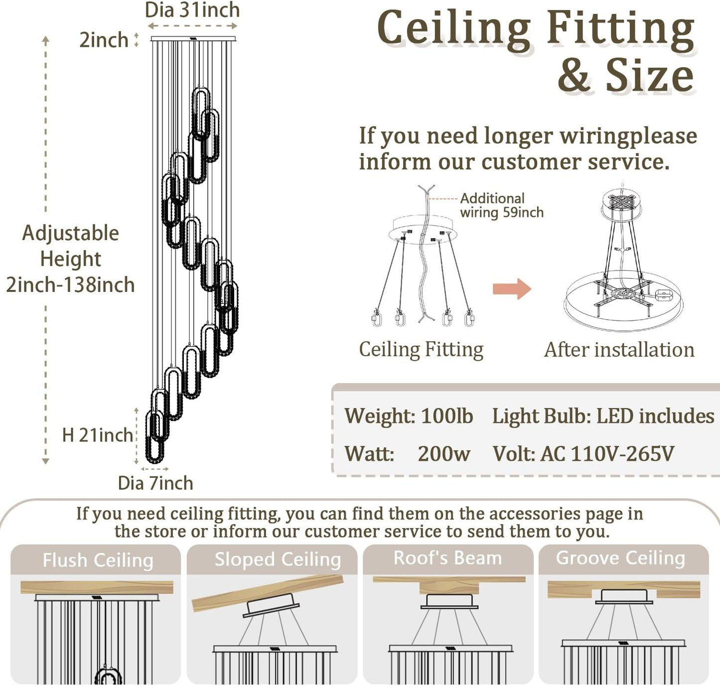 H138 Large Chandelier for High Ceiling,Modern 16-Rings Crystal Chandeliers for Entryway,Silver Pendant Light for Living Room,Foyer,Entryway LED Dimmable Staircase Chandelier