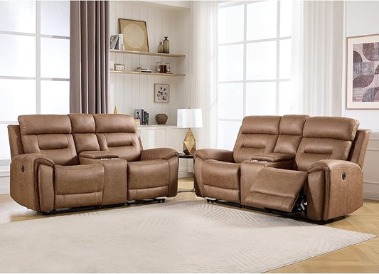 ANJ Oversized Power Reclining Loveseat Sofa Set of 2 by ANJ