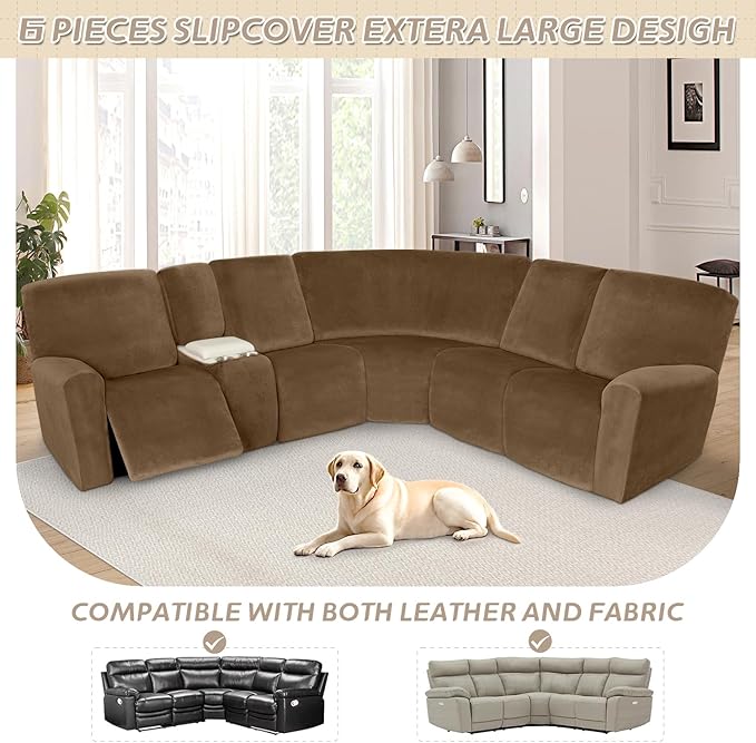 Arfntevss Sectional Recliner Couch Covers Velvet Washable Corner Sectional Sofa - Image 3