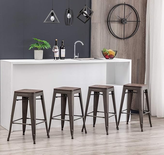 HAOBO Home 24" Backless Metal Counter Stool Height Bar Stools - Image 8