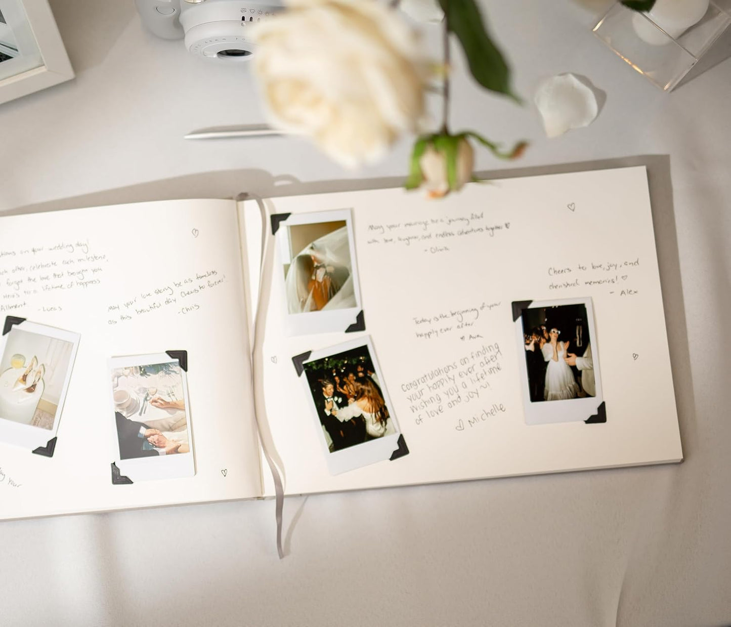 MUUJEE Personalized Guestbook in Sage - Premium Custom Modern Guest Book for Wedding Reception, Birthday Party or Events w/Bookmark Blank Pages for Signing 11.5 x 8.5 inches