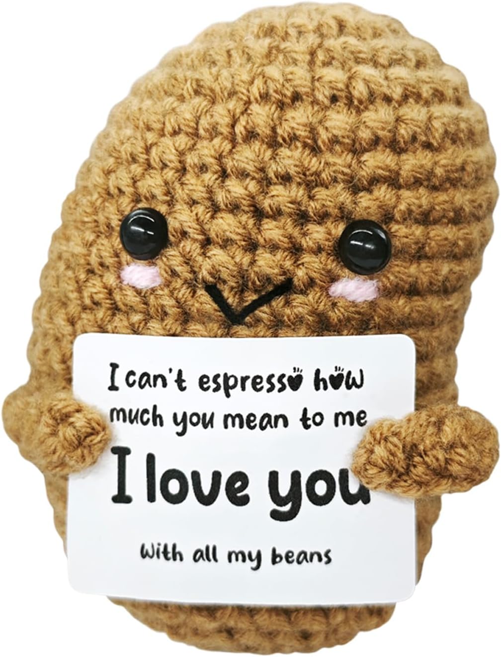 Handmade Crochet Beans-Charming Gift for Coffee Lovers!Barista Birthday Present,Cozy Emotional Support Gift,Custom Crochet Doll for Men & Women Who Adore Coffee