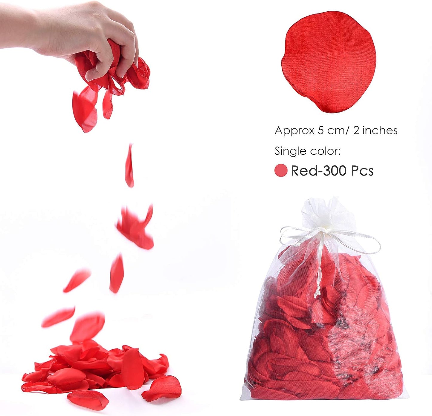 300pcs Artificial Red Rose Petals for Romantic Night Flower Girl Silk Flower Petals for Wedding Aisle Table Centerpieces Confetti Party Favors Table Decoration(Red)