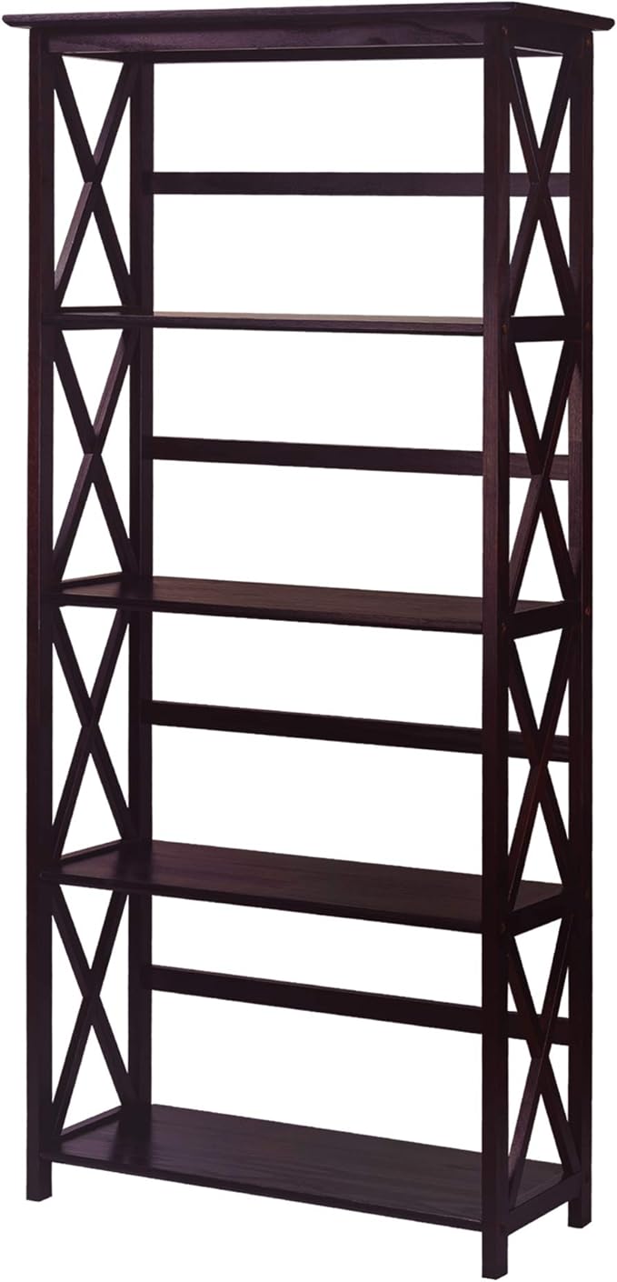 Montego 5-Shelf Bookcase-Espresso by CasualHome