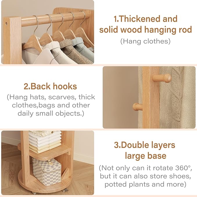 WoodsWhisper Full Length Mirror Coat Rack Solid Wood Floor Mirror 66"x12" Full - Image 6