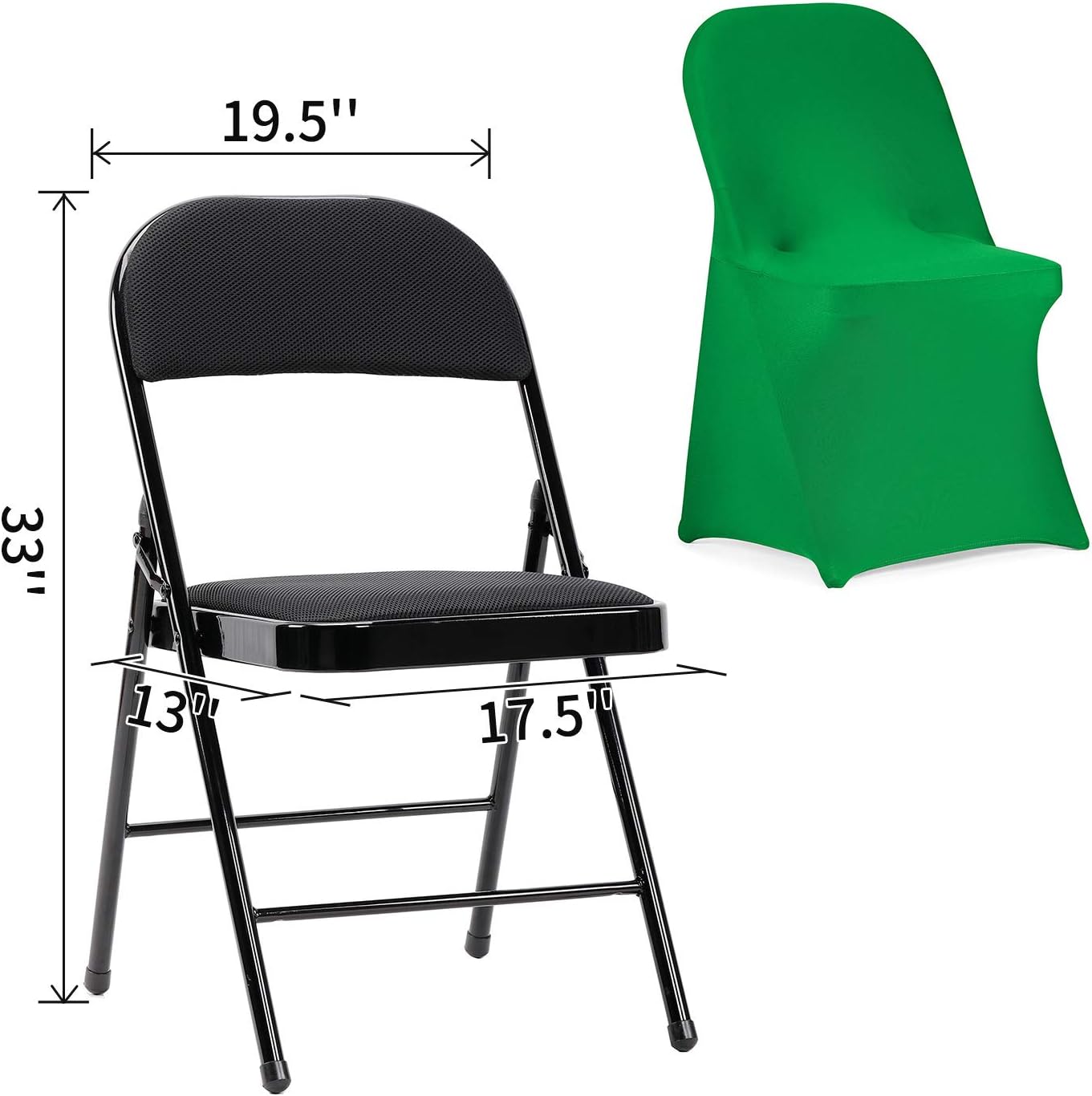 Peomeise Stretch Spandex Folding Chair Cover for Wedding Party Dining Banquet Event (Emerald,6pcs)