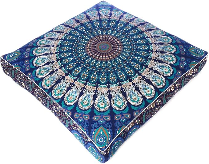 Mandala Floor Pillow Cover Meditation Cushion Seating Throw Hippie Round by EyesofIndia