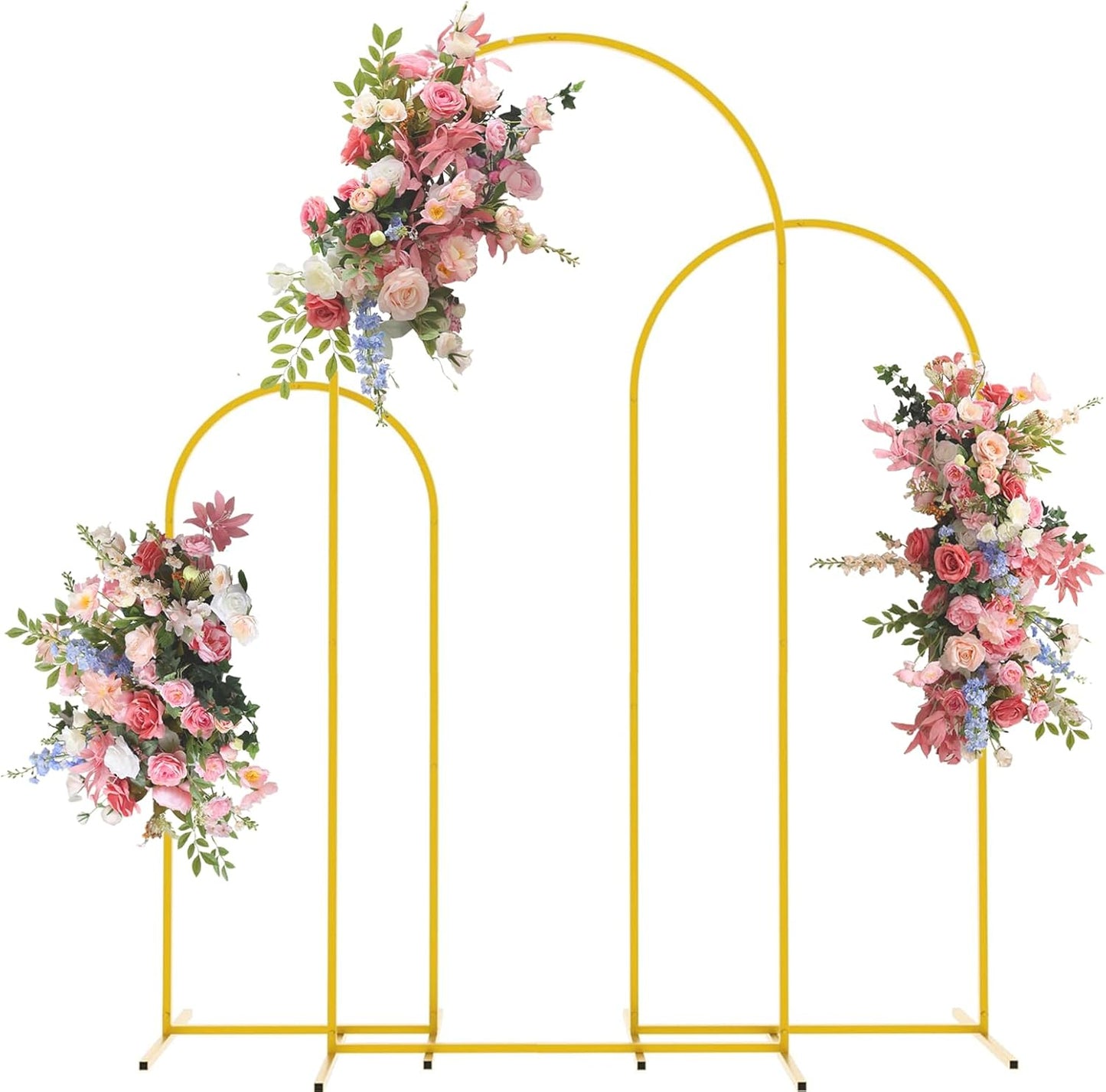 Bazen Wedding Arch Backdrop Stand 6FT, 5FT, 4FT Set of 3 Metal Arch Backdrop Stand for Birthday Party Wedding Ceremony Bridal Baby Shower Banquet Party Event Decor