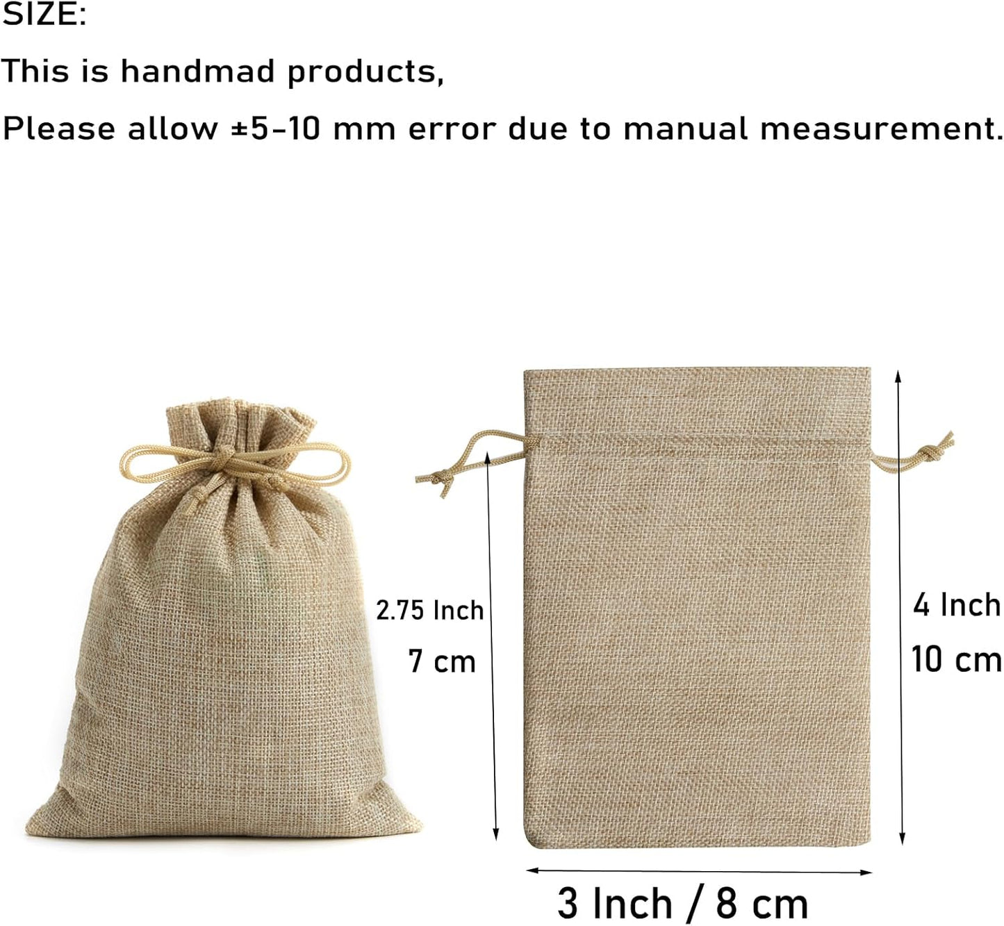 Tendwarm 20 Pcs 3x4 Inch Mini Size Burlap Gift Bags with Drawstring Linen Jewelry Bag for Wedding Party Favors