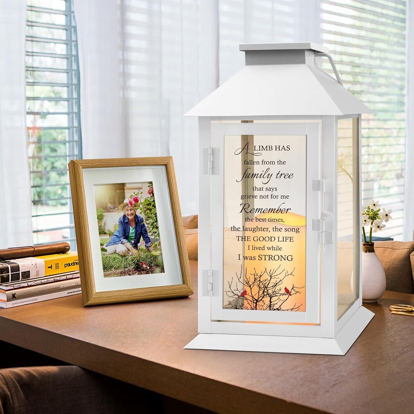 Memorial Lantern Bereavement Gifts in Memory of Loved One - Remembrance Sympathy Gifts for Loss of Mother or Father with LED Candle and Remote