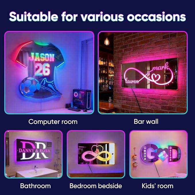 VEELU Personalized Soccer Jersey Mirror Neon Sign - Image 3