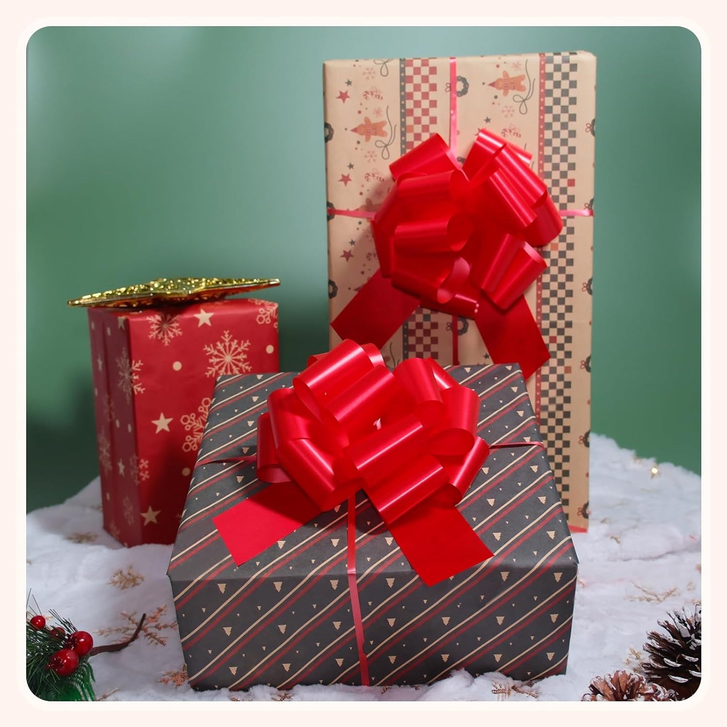 6 Pcs 6 Inch Red Pull Bows, Perfect for Gift Wrapping, Gift Wrapping Baskets Wedding Christmas Party Decorations, Crafts – Quality Pull Bows for Gifts and Decorations