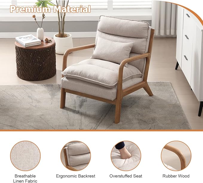 INZOY Accent Chairs Set of 2, Mid Century Modern Accent Chair - Image 5