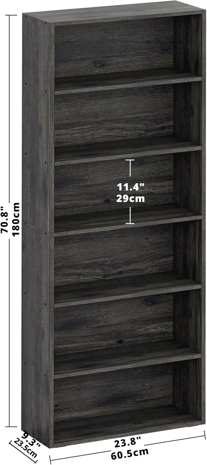 IRONCK Bookshelves and Bookcases Floor Standing 6 Tiers Display Storage Shelves - Image 3