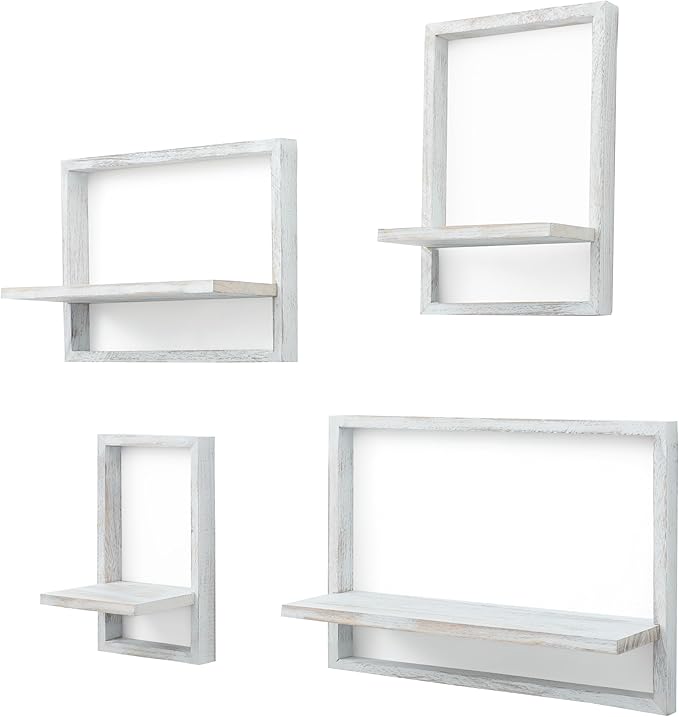 PHOENANCEE Square Floating Shelves, Framed Wall Shelf Decorative Set of 4 - Image 6