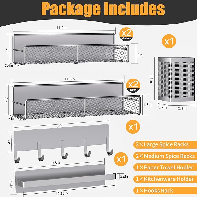 Magnetic Spice Rack for Refrigerator, 7 Pack 100% Metal Strong Magnet Shelves - Image 2