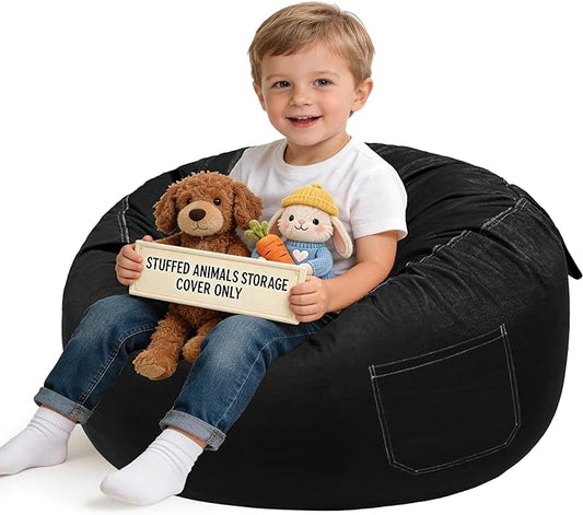 Lukeight Stuffed Animals Storage Bean Bag Chair Cover by Lukeight