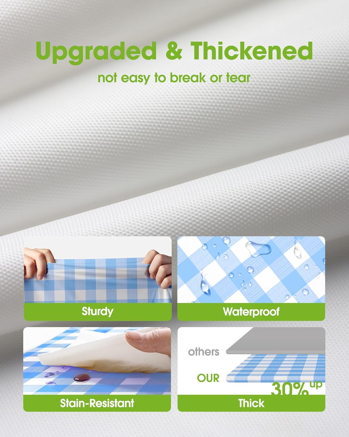 Pureegg Plastic Table Cloth Disposable 10 Pack, 54 x 108 Inch Table Cloths, Party, Picnic, Decorative Gingham Tablecloths, Rectangle, Blue and White Checkered Cover, Leakproof & Sturdy, Blue Plaid