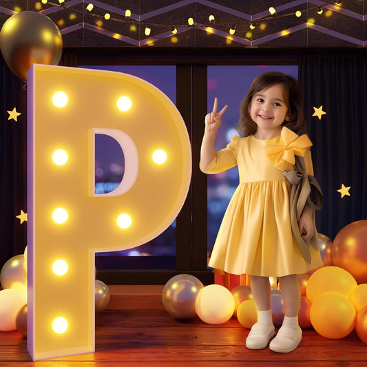 Marquee Letters 3 Feet Tall Large Light Up Letters P Happy Birthday Decorations Marry Me Proposal Engagement Party Decor Yellow Light Birthday Decorations Balloon Arch Kit Foam Sign P