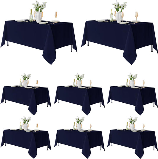 Fitable 8 Pack Table Cloth Rectangle Table: Stain and Wrinkle Resistant Tablecloth Rectangular, Washable Polyester Tablecloths for Wedding Party Dining Banquet Event Catering(Navy, 70x120 Inch)