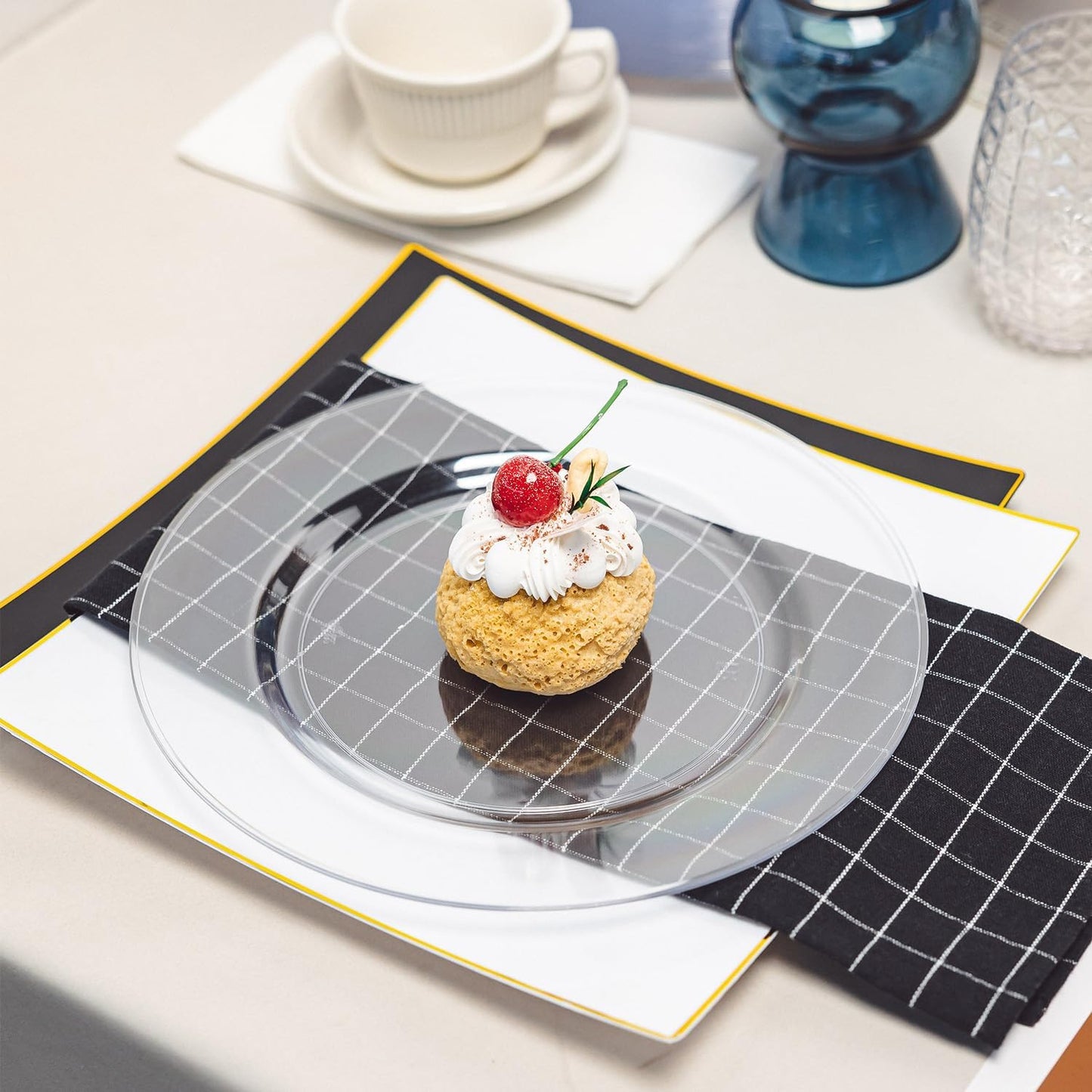 N9R 100PCS Clear Plastic Plates, 10.25 inch Clear Disposable Dinner Plate, Heavy Duty Plates for Party, Wedding, Birthday and Events