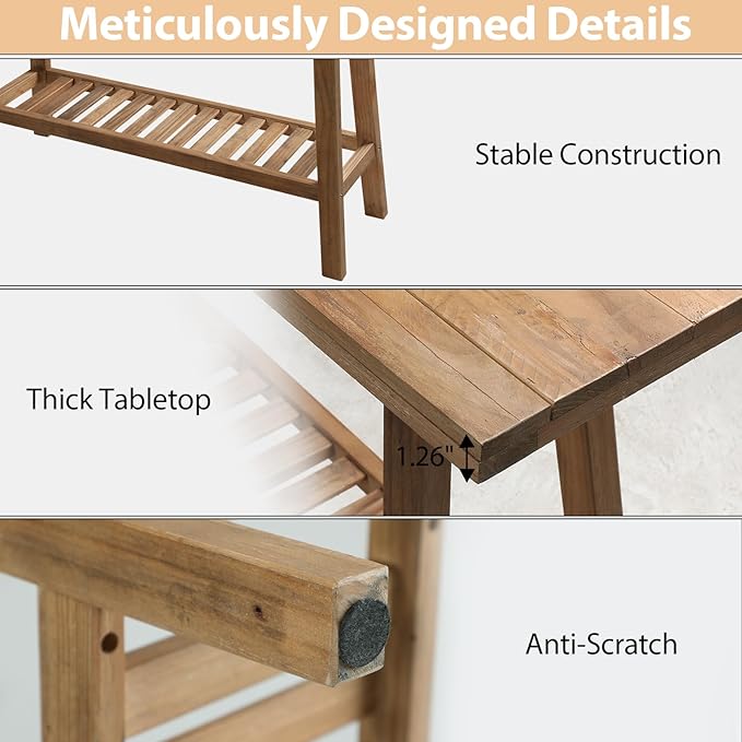 HOKYHOKY Reclaimed Solid Wood Bench-43.3" Farmhouse Entryway Bench - Image 8