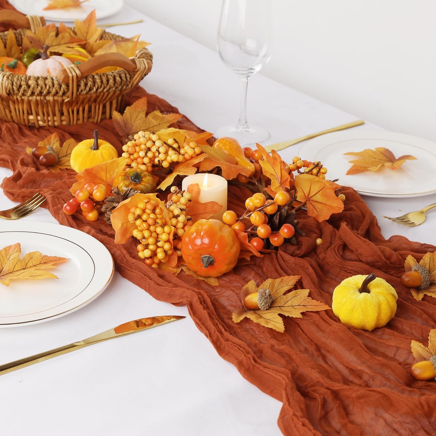 Fall Table Runner Terracotta Cheesecloth Table Runner 35x120in Burnt Orange Cheese Cloths Table Runner 10FT Rust Gauze Runner for Thanksgiving Wedding Party Baby Shower Fall Decor
