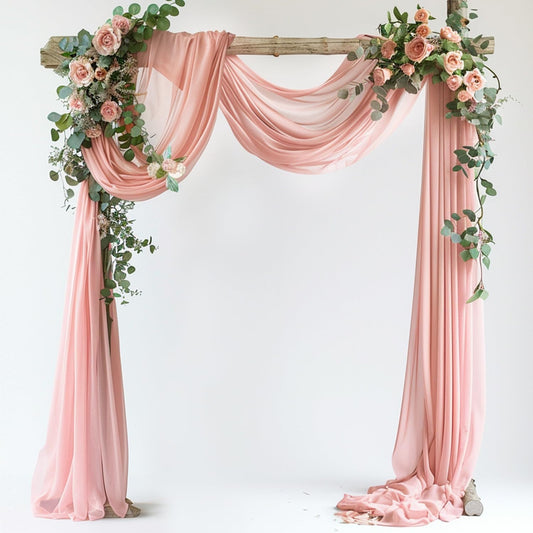 Wedding Arch Draping Fabric 1 Panel 28.7" x 20FT Blush Sheer Chiffon Backdrop Drapes for Wedding Ceremony Birthday Party Bridal Shower Outdoor Decoration