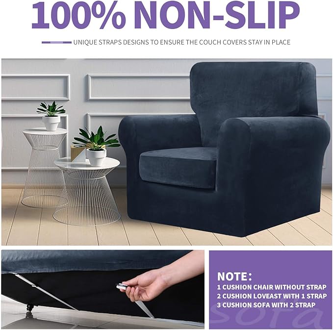 ZNSAYOTX Luxury Velvet Couch Cover 4 Piece Stretch Sofa Covers - Image 5