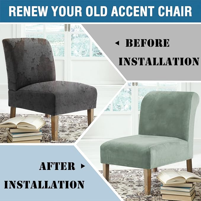 H.VERSAILTEX Armless Accent Chair Covers Thick Velvet Armless Chair Slipcovers - Image 8