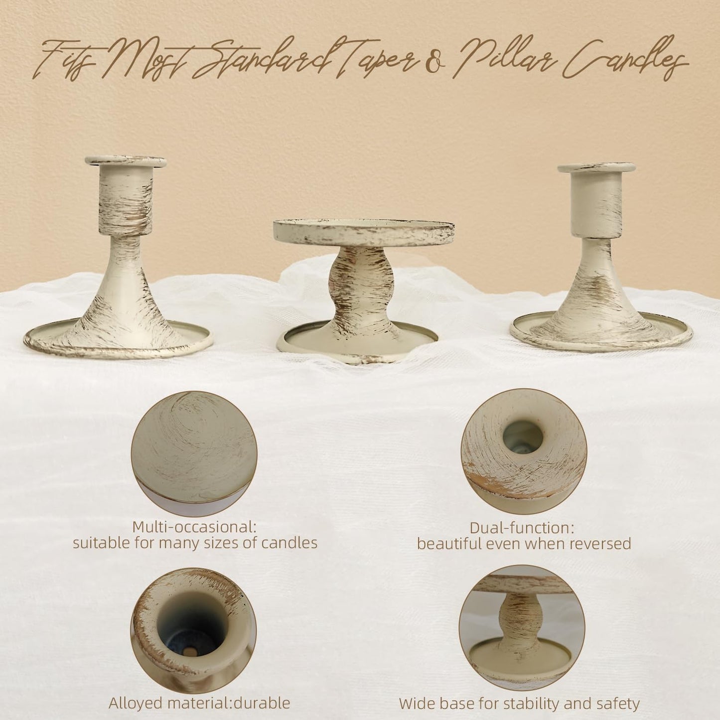 Extrogif Unity Pillar Candles for Wedding Ceremony Set - 3 Wedding Candles Unity Set with Holders – Rustic Farmhouse Style for Religious Ceremony, Anniversaries